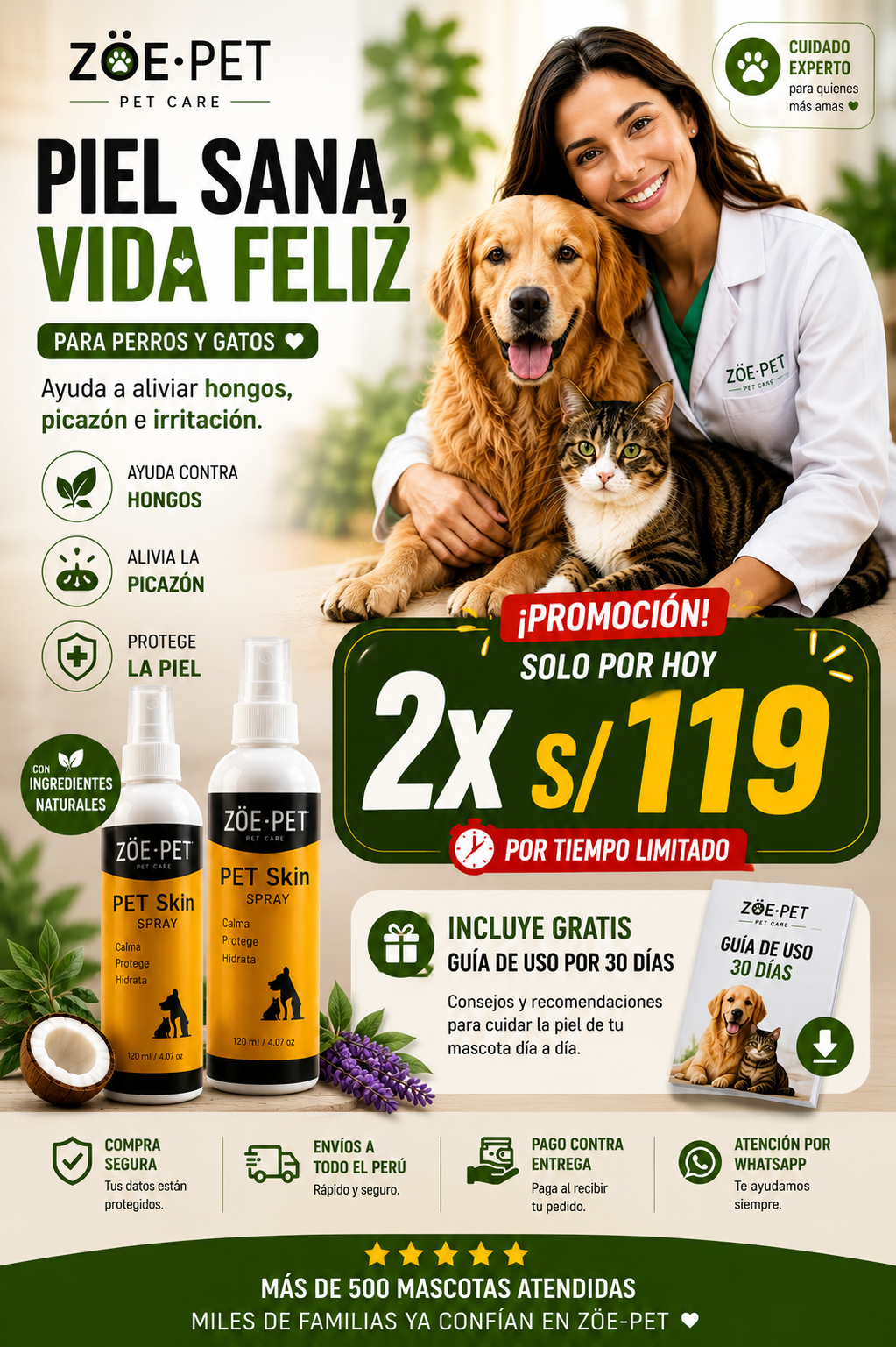 ZÖE-PET | Spray para el Cuidado de la Piel de Perros y Gatos 🐶🐾